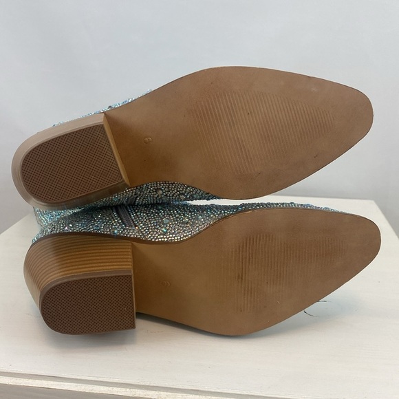 NWOT Rhinestone Cowgirl Boots  Sparkly Knee High Cowboy Boots Chunky Heel - Picture 7 of 9